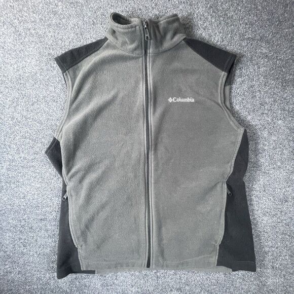 Columbia Vest Men’s Large Gray Full Zip Fleece Sleeveless Sportswear Jacket - Picture 1 of 8